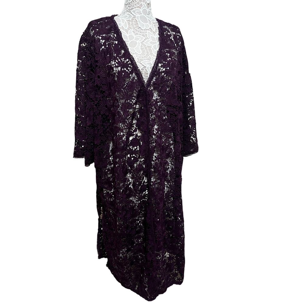 Dark Purple Lace Formal Style Cover/Kimono- Womens Size 32W-Coquette